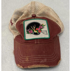 Football Helmet Deer Patch Judith March Trucker Hat Adjustable Cap || pre-owned